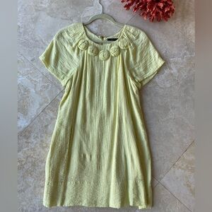 BCBG Max Azria Short Sleeve Yellow Shift Dress w/ pockets and exposed zipper - M